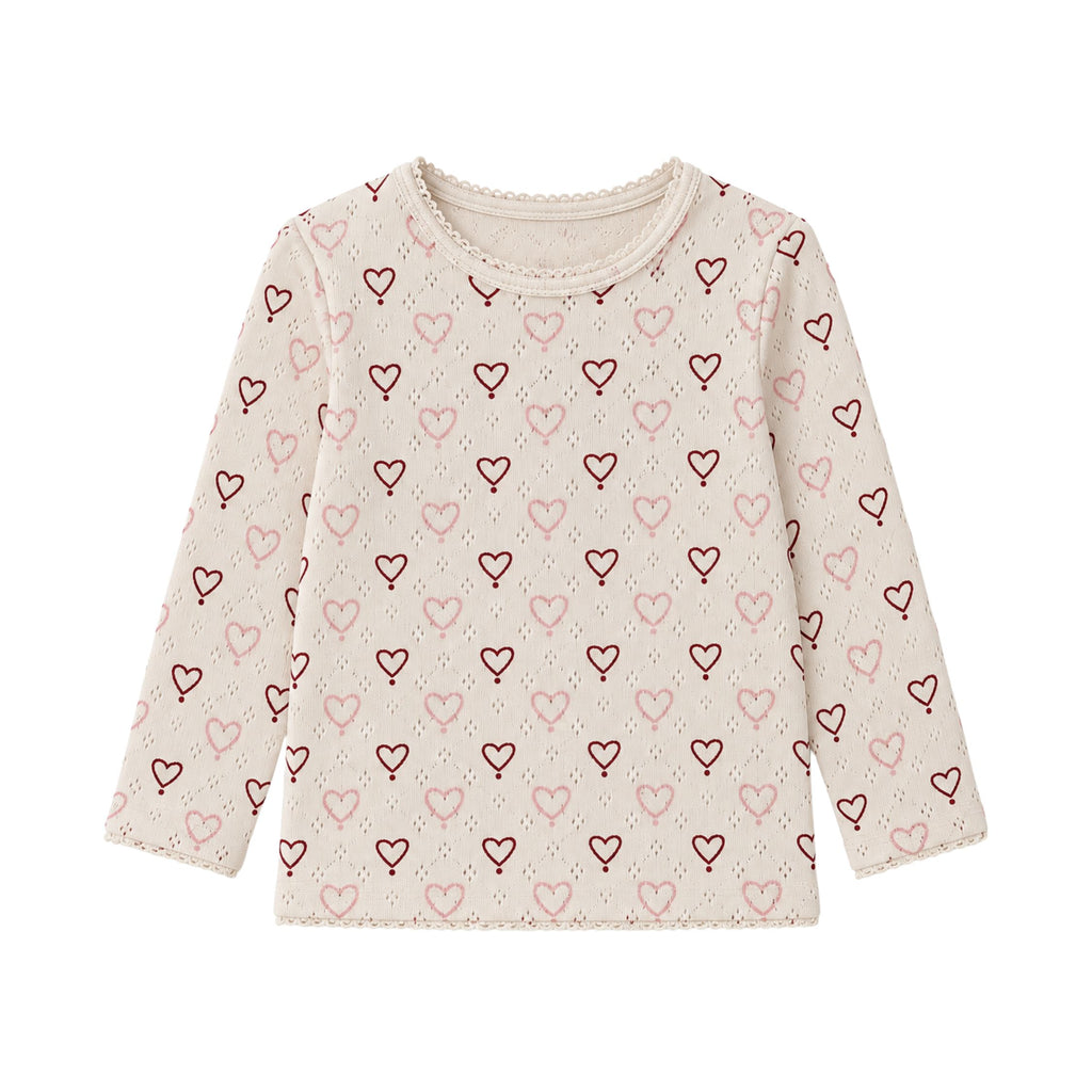 Pointelle síðermabolur - multi love hearts
