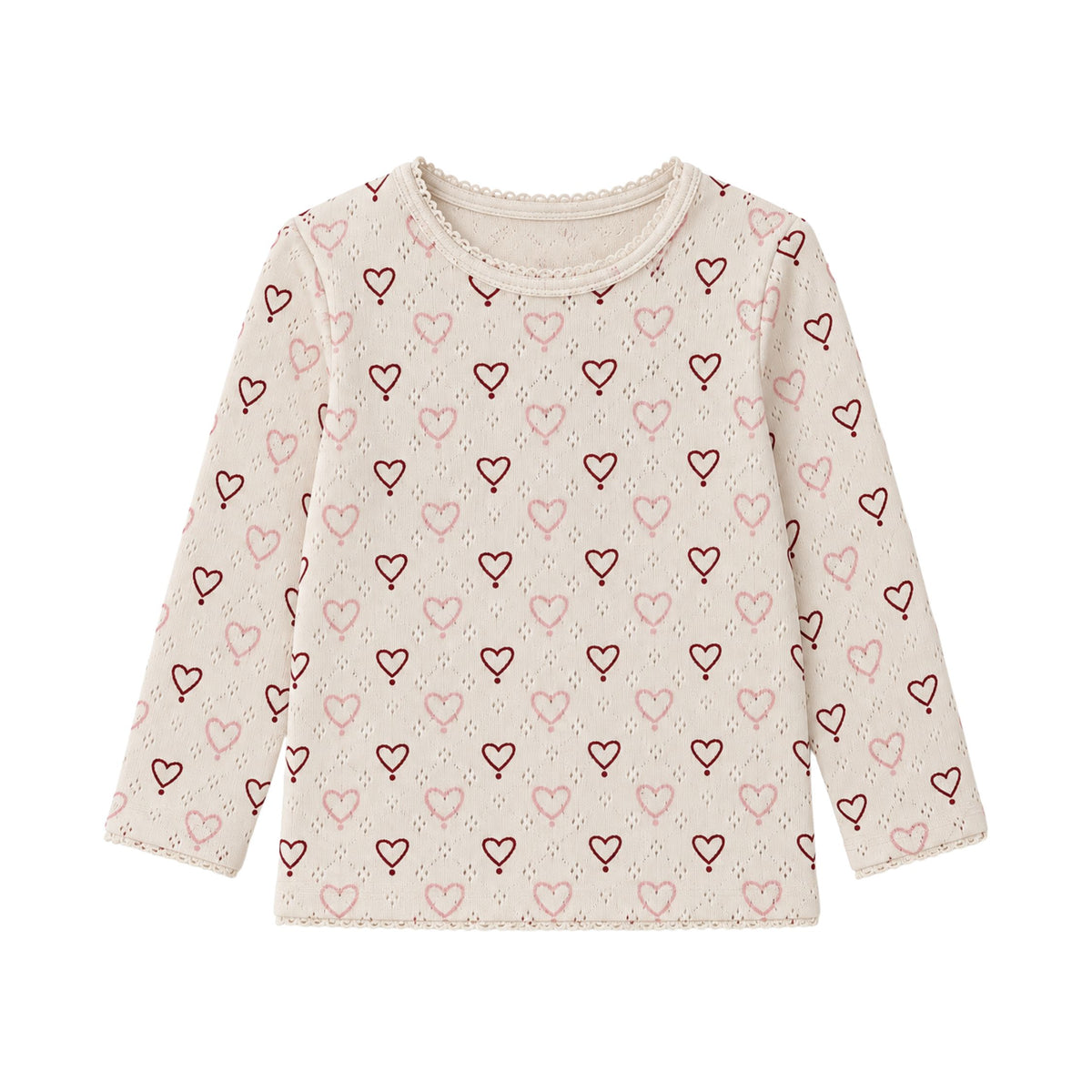Pointelle síðermabolur - multi love hearts