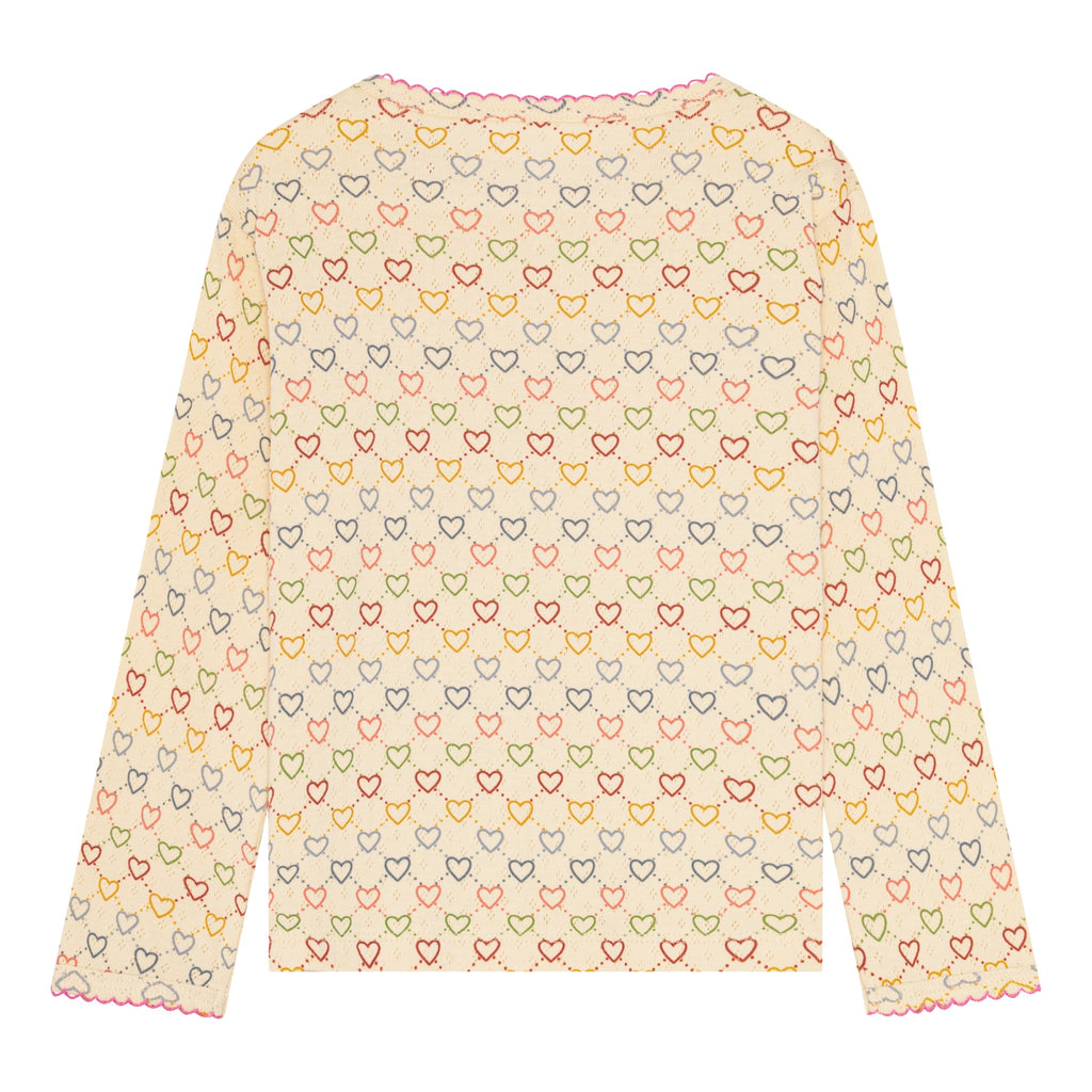 Pointelle hearts mini LS T-shirt