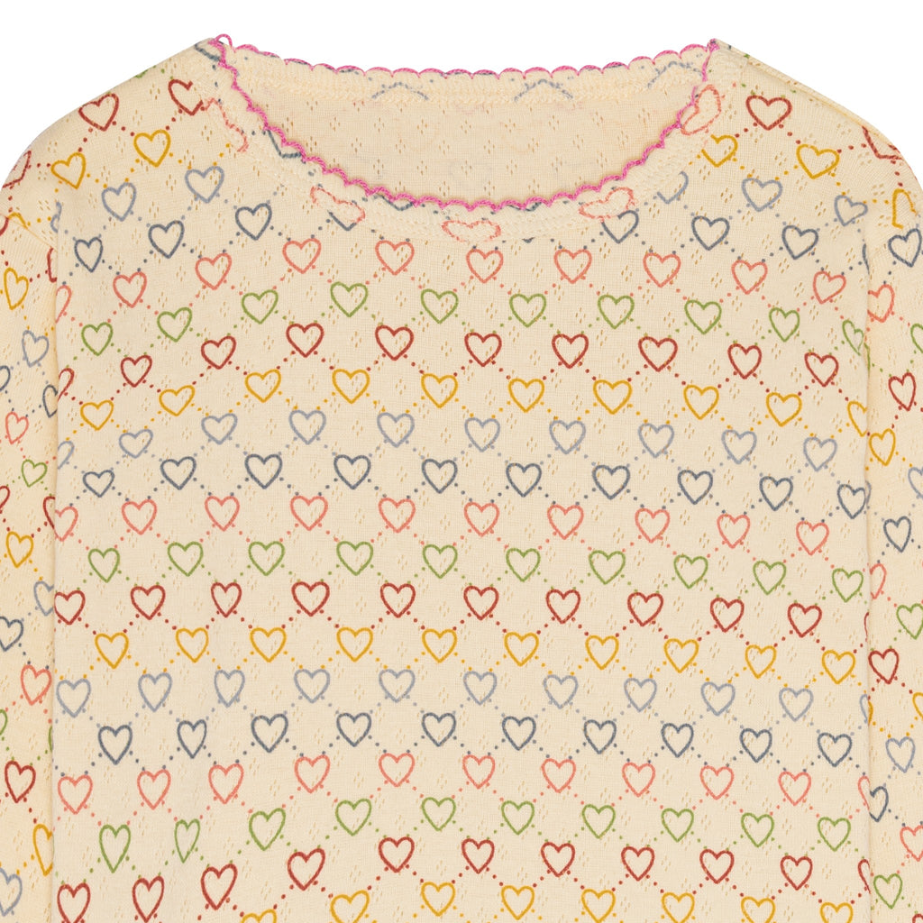Pointelle hearts mini LS T-shirt