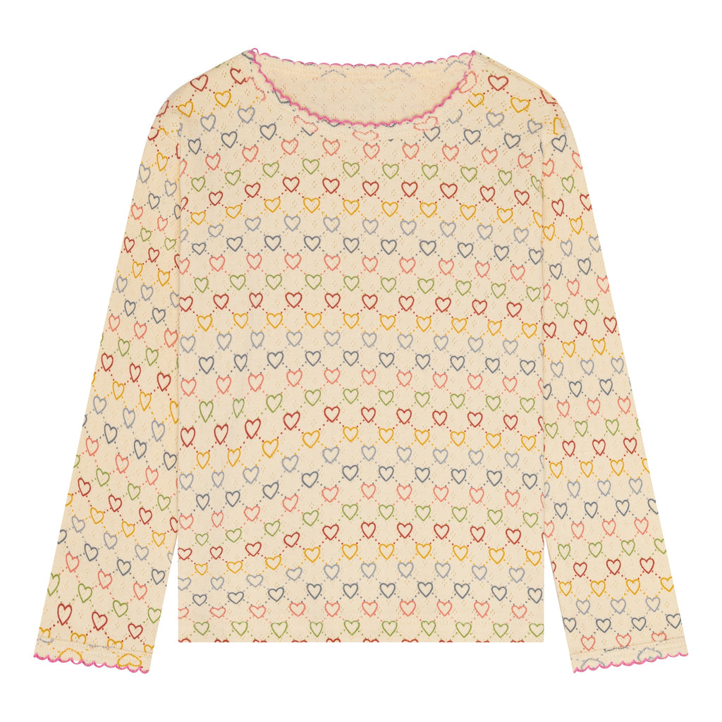 Pointelle hearts mini LS T-shirt