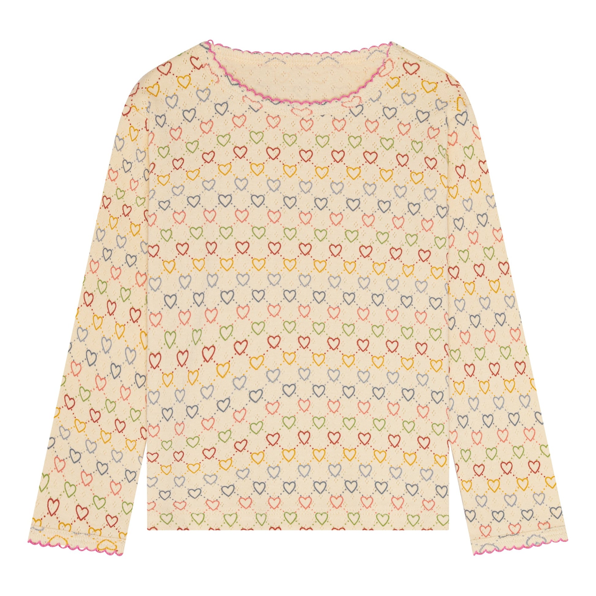 Pointelle hearts mini LS T-shirt