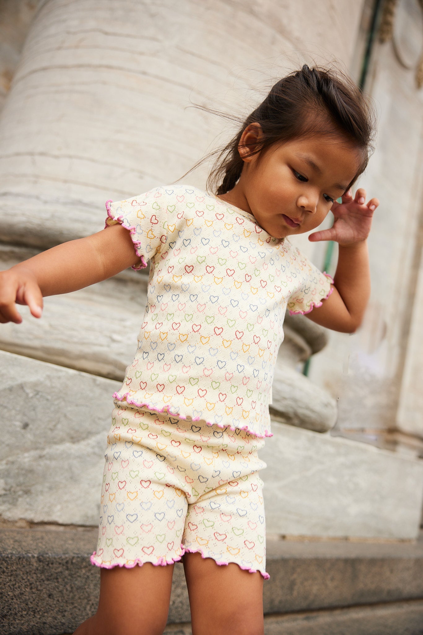 Pointelle hearts mini SS T-shirt