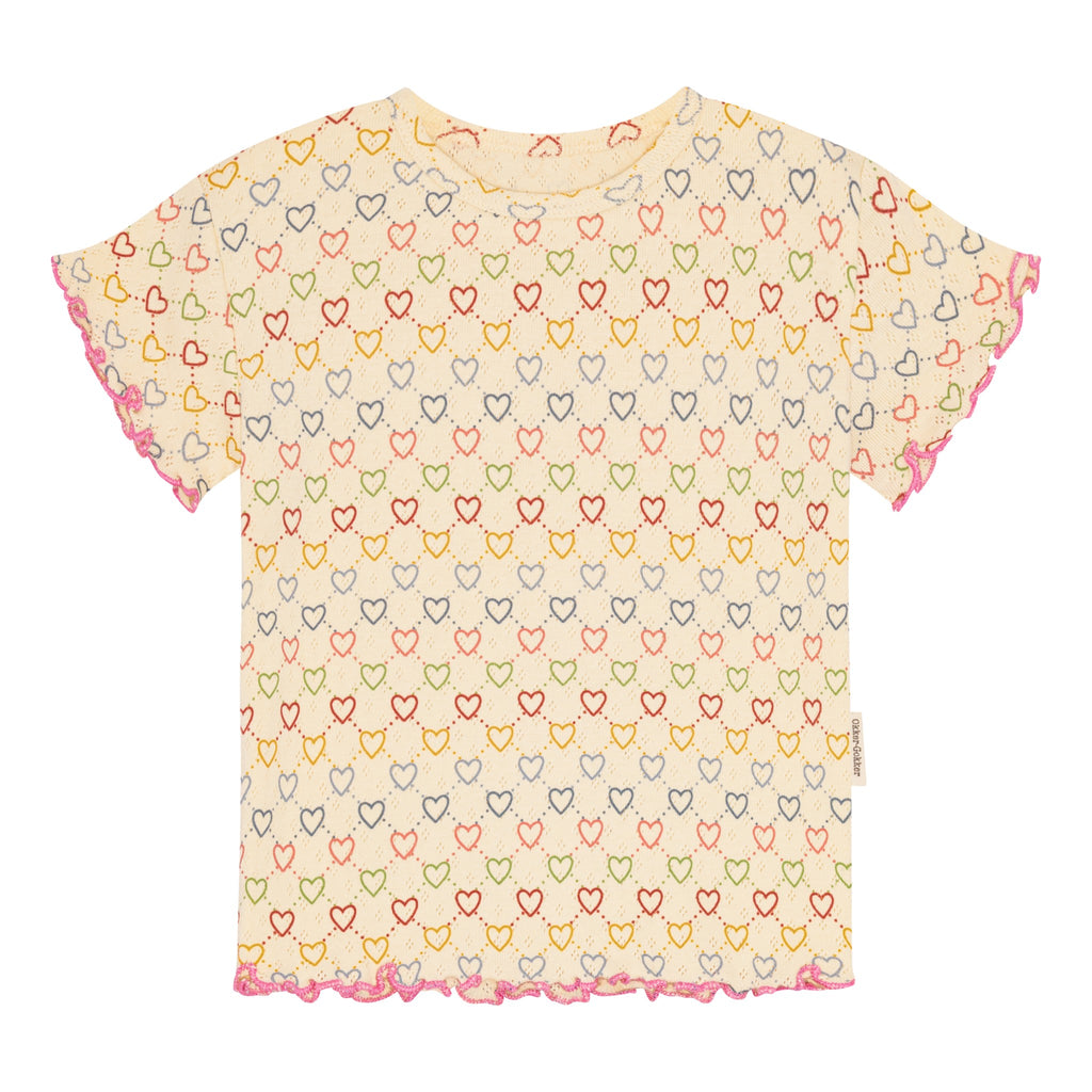 Pointelle hearts mini SS T-shirt