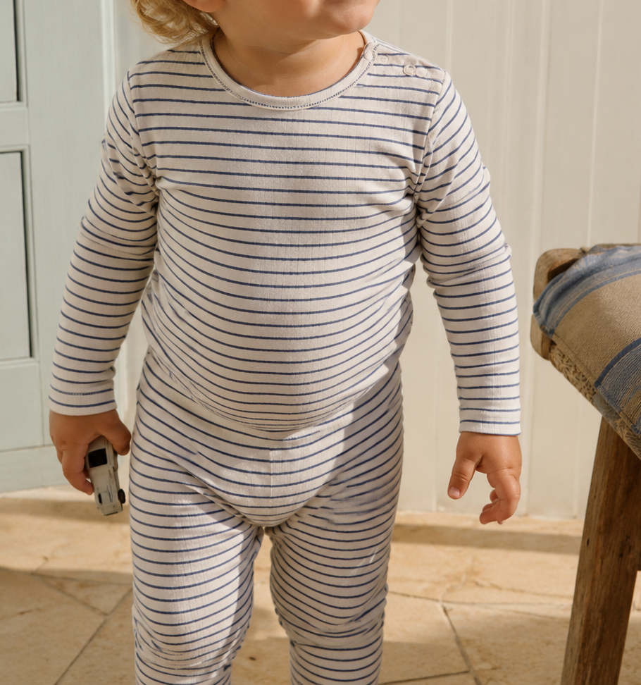 Rib body samfella - navy stripes
