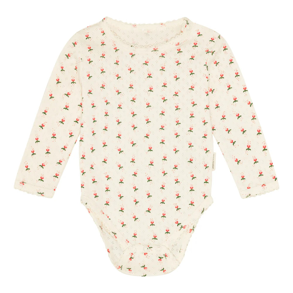 Pointelle body fluffy bell red